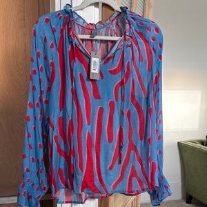 Vibrant Blue and Red Women's Blouse